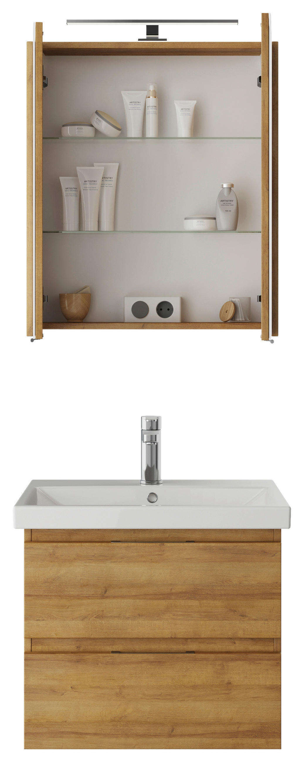 BADEZIMMER  in 60 cm  - Eichefarben/Weiß, KONVENTIONELL, Holzwerkstoff (60cm) - Pelipal