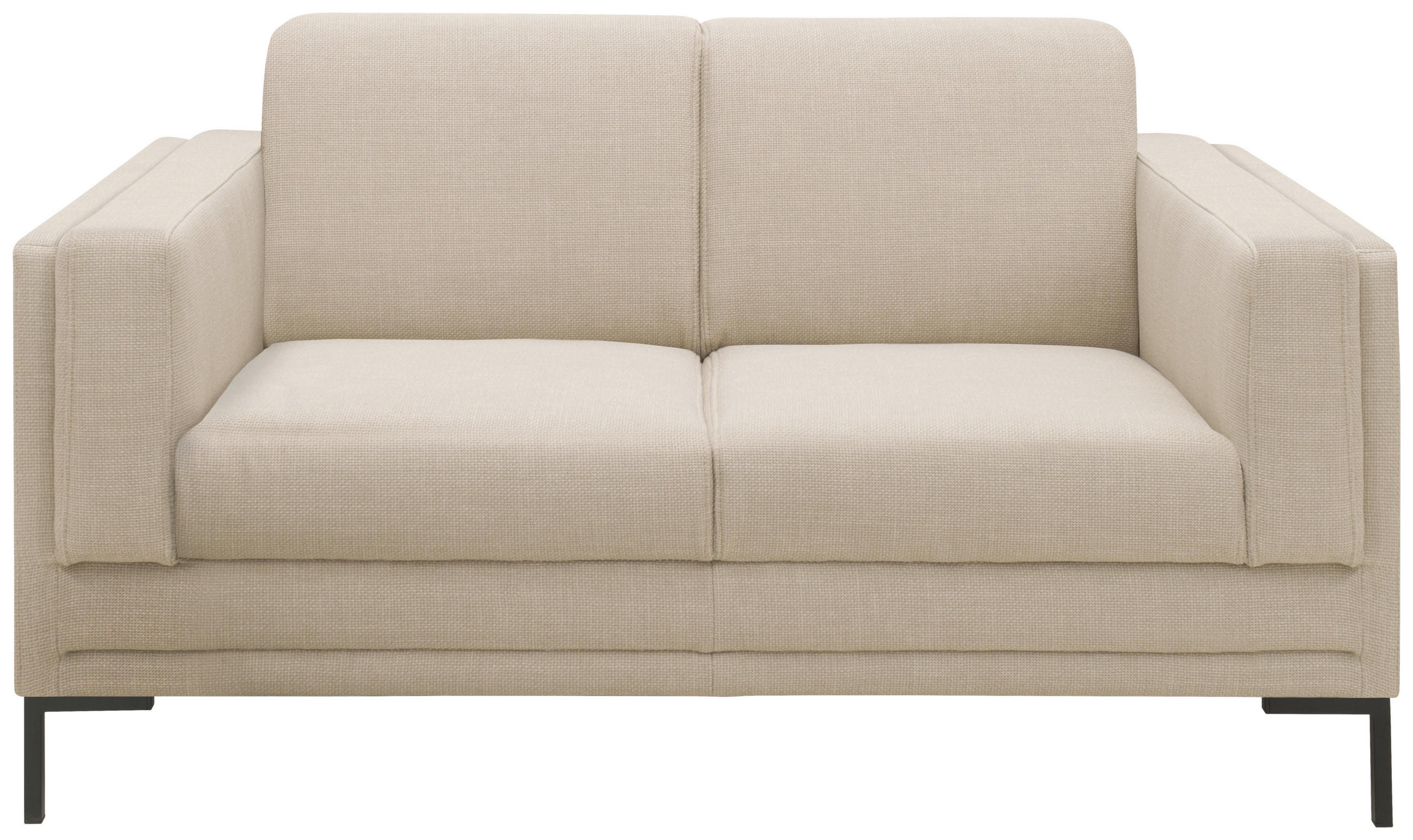 ZWEISITZER-SOFA Webstoff Beige - Beige/Silberfarben, Design, Textil/Metall (155/82/90cm) - LOOKS by W.Joop