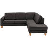 ECKSOFA in Echtleder Dunkelgrau  - Eiche Bianco/Dunkelgrau, Konventionell, Leder/Holz (257/235cm) - Valdera