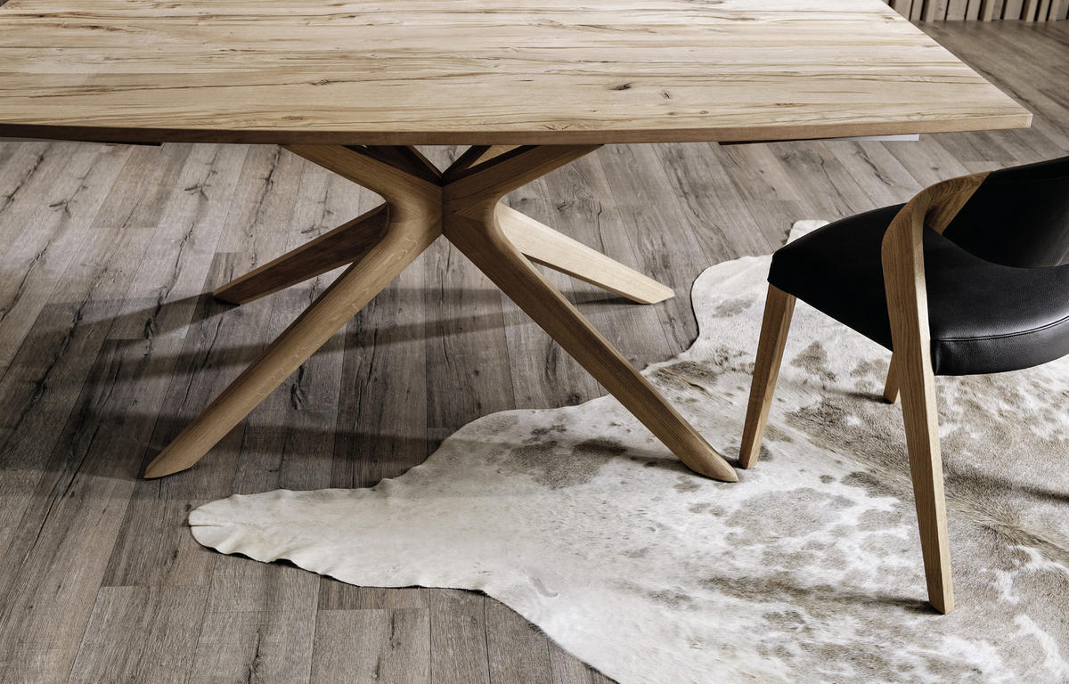 ESSTISCH Altholz, Eiche furniert, massiv bootsförmig Eichefarben  - Eichefarben, Natur, Holz (200/100/76,5cm) - Voglauer
