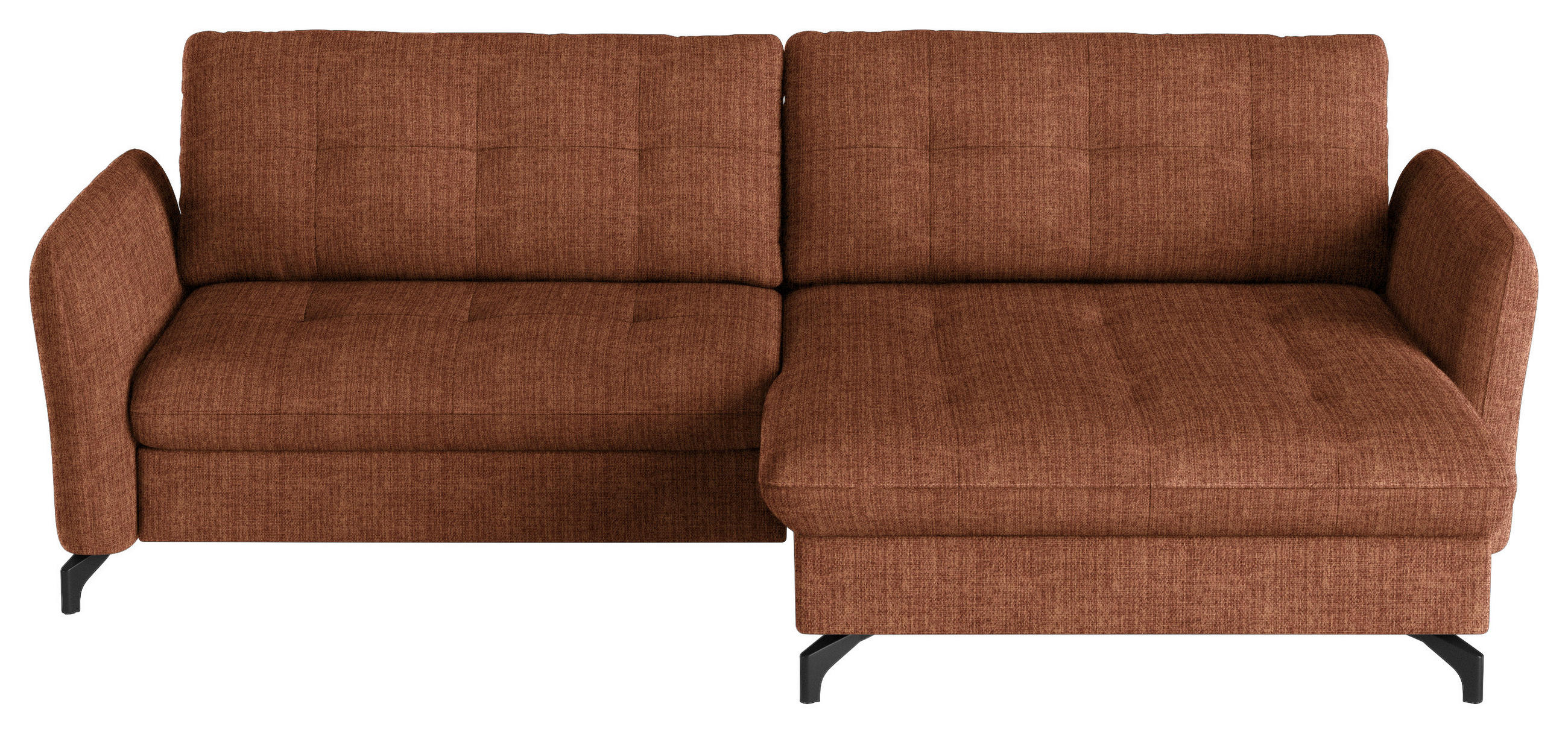 ECKSOFA in Flachgewebe, Leinenoptik Cognac  - Cognac/Schwarz, Design, Textil/Metall (242/170cm) - Xora
