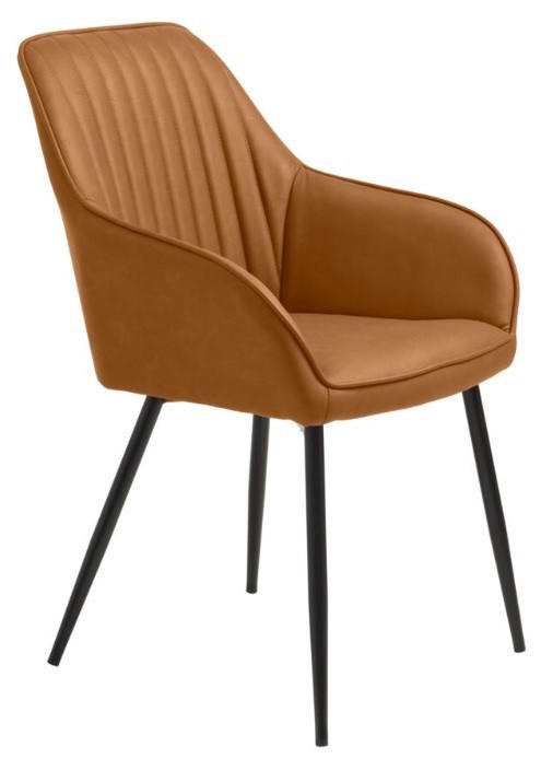STOL MED ARMSTÖD läderimitation  - cognacfärgad/svart, Design, metall/textil (58/84/59,5cm) - Niels Andersson