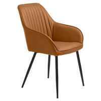 STOL MED ARMSTÖD läderimitation  - cognacfärgad/svart, Design, metall/textil (58/84/59,5cm) - Niels Andersson