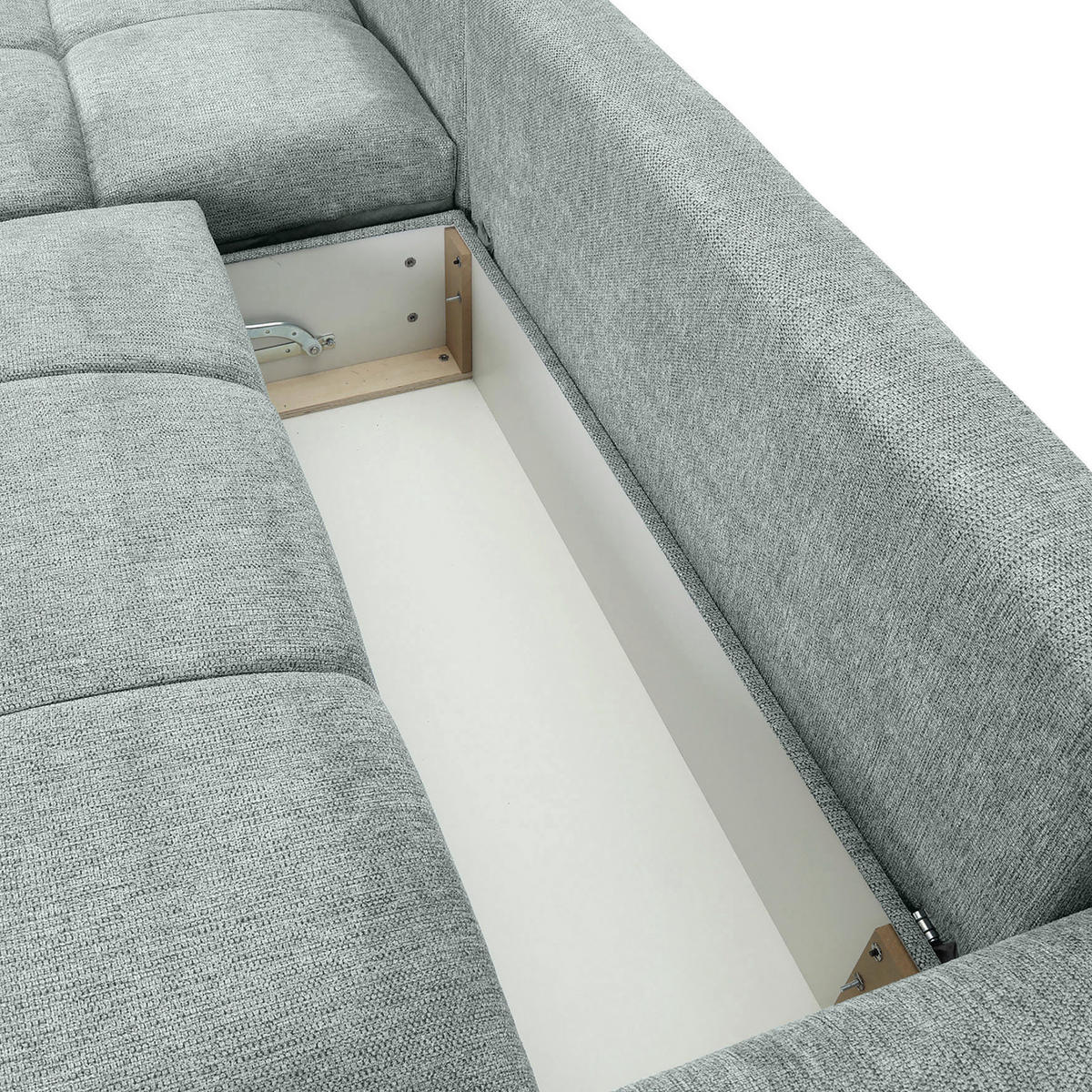 ECKSOFA Hellgrau Flachgewebe  - Hellgrau/Schwarz, KONVENTIONELL, Textil/Metall (180/295cm) - Carryhome