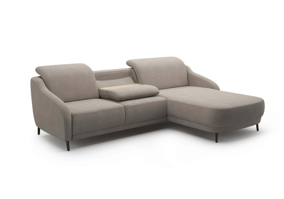 ECKSOFA BLUES V Haselnussfarben Mikrofaser  - Schwarz/Haselnussfarben, MODERN, Textil/Metall (271/191cm) - Sit & More
