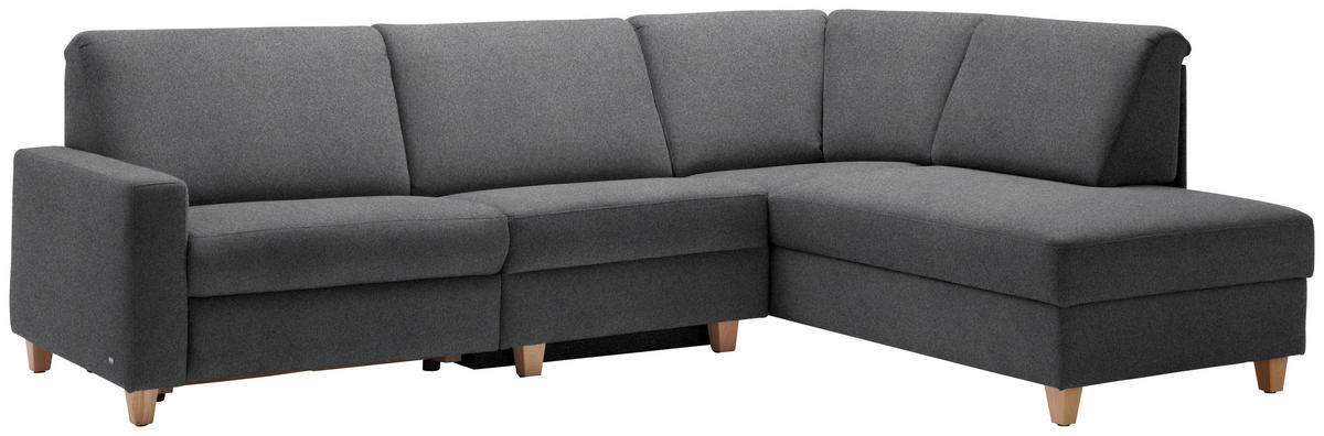 ECKSOFA in Flachgewebe Anthrazit  261/203 cm  - Eichefarben/Anthrazit, KONVENTIONELL, Holz/Textil (261/203cm) - Sedda