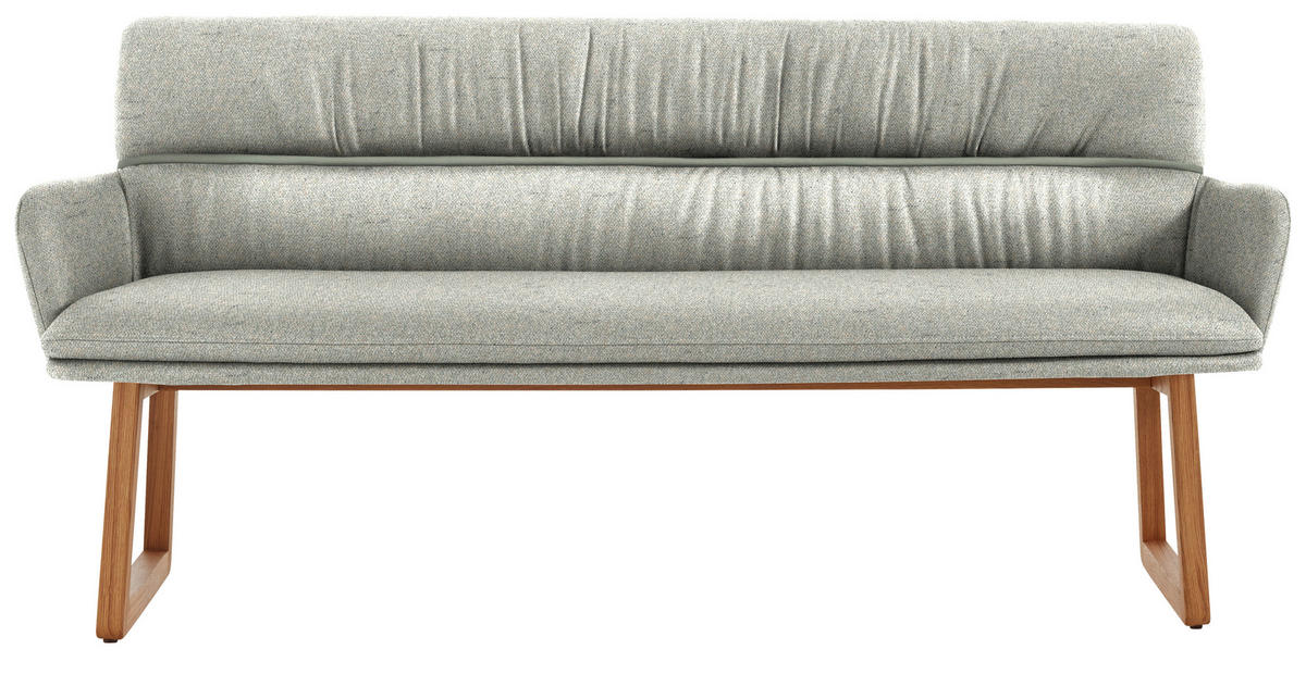 SITZBANK 200/86/68 cm Mikrofaser Grün Wildeiche massiv  - Wildeiche/Grün, Design, Holz/Textil (200/86/68cm) - Valdera