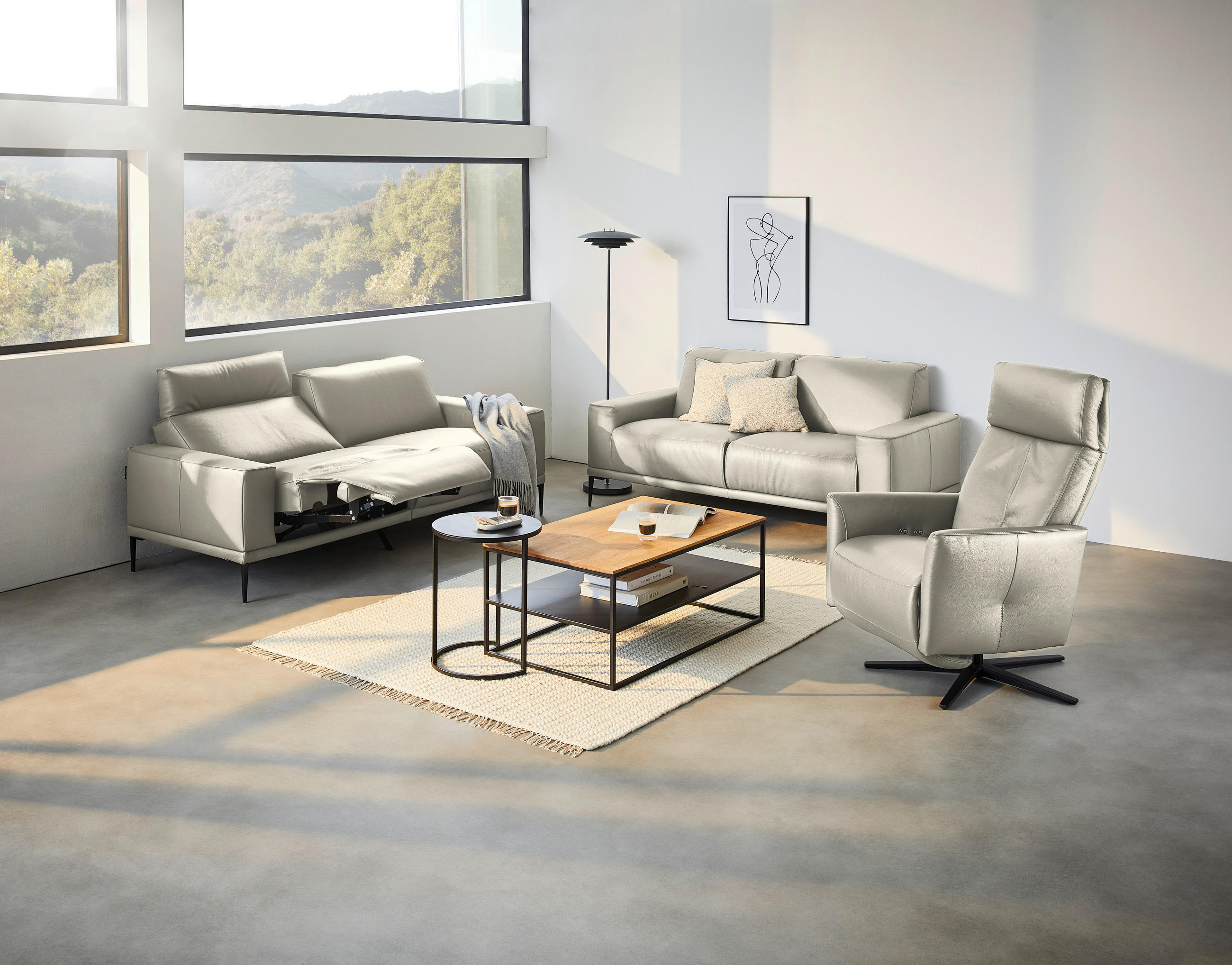 2-SITZER-SOFA in Echtleder Cappuccino  - Schwarz/Cappuccino, Design, Leder/Metall (180/82/92cm) - Johann Jakob