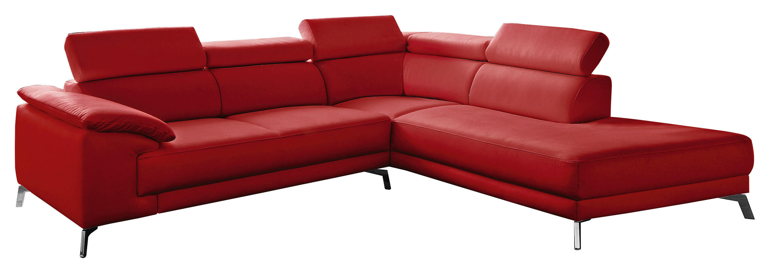 ECKSOFA Rot  - Chromfarben/Rot, Design (268/205cm) - Pure Home Lifestyle
