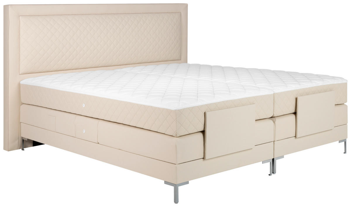 BOXSPRINGBETT 180/200 cm  in Beige  - Beige/Alufarben, Design, Textil/Metall (180/200cm) - Welnova