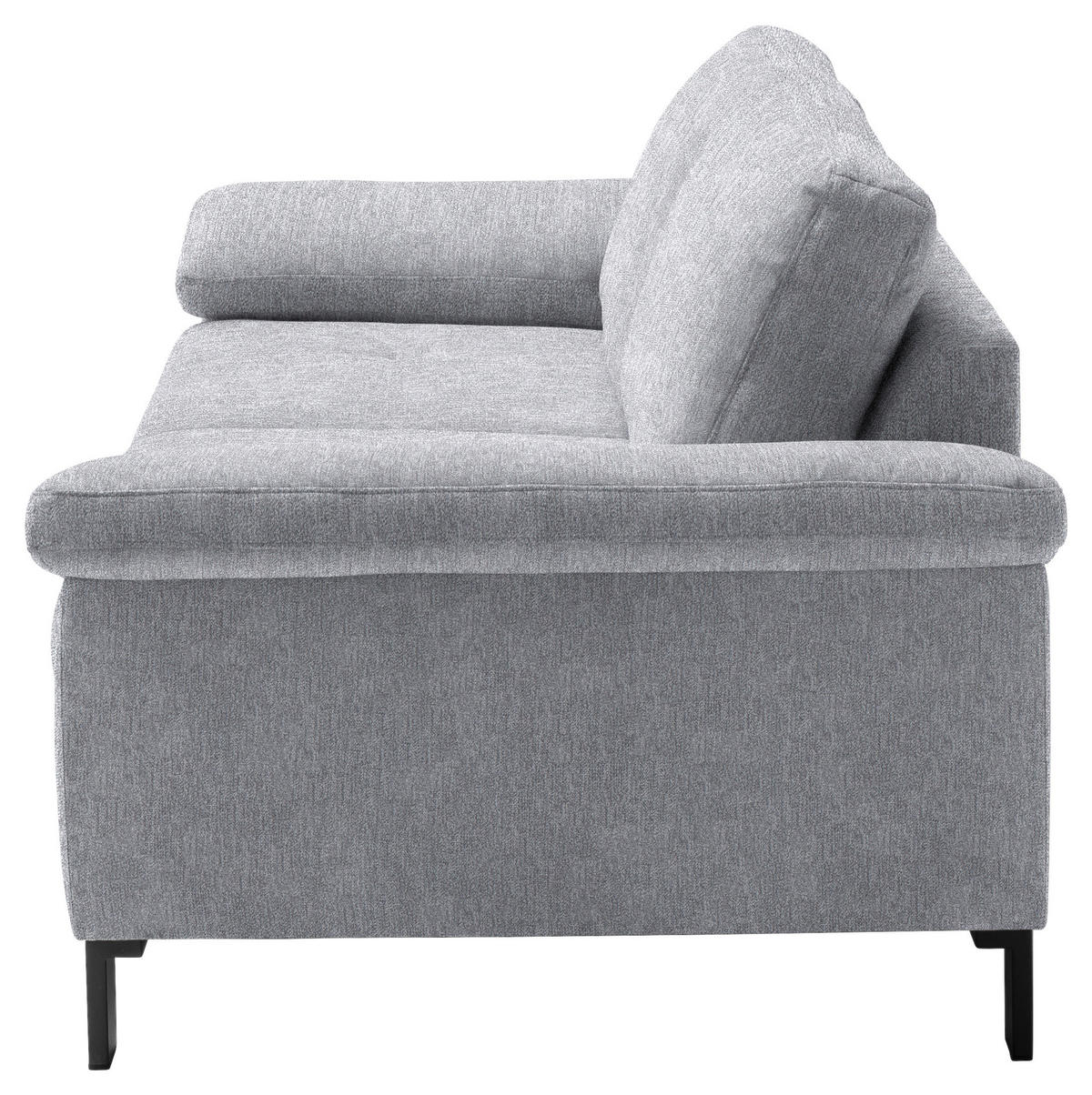 2,5-SITZER in Velours Grau  - Schwarz/Grau, Design, Textil/Metall (206/86/97cm) - Pure Home Lifestyle