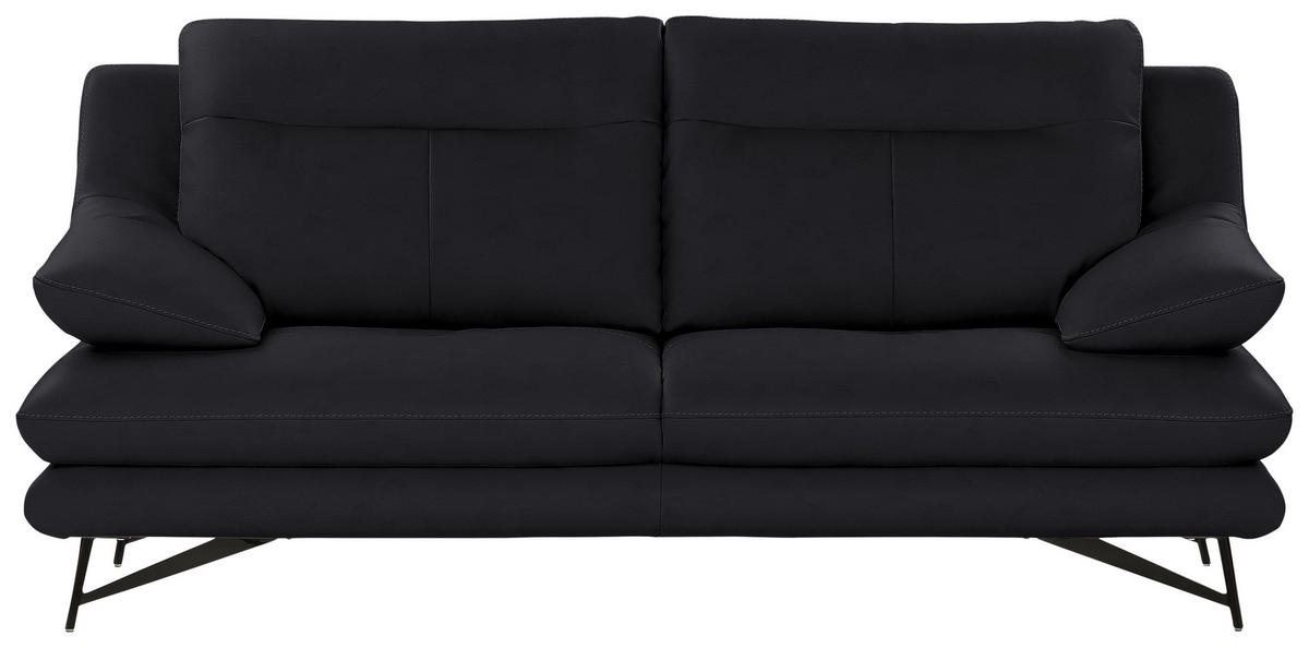 3-SITZER-SOFA in Leder Dunkelblau  - Dunkelblau, Design, Leder/Metall (215/90/109cm)