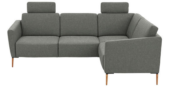 ECKSOFA  in Flachgewebe Graugrün  238/186 cm  - Eichefarben/Graugrün, Design, Holz/Textil (238/186cm) - Valnatura