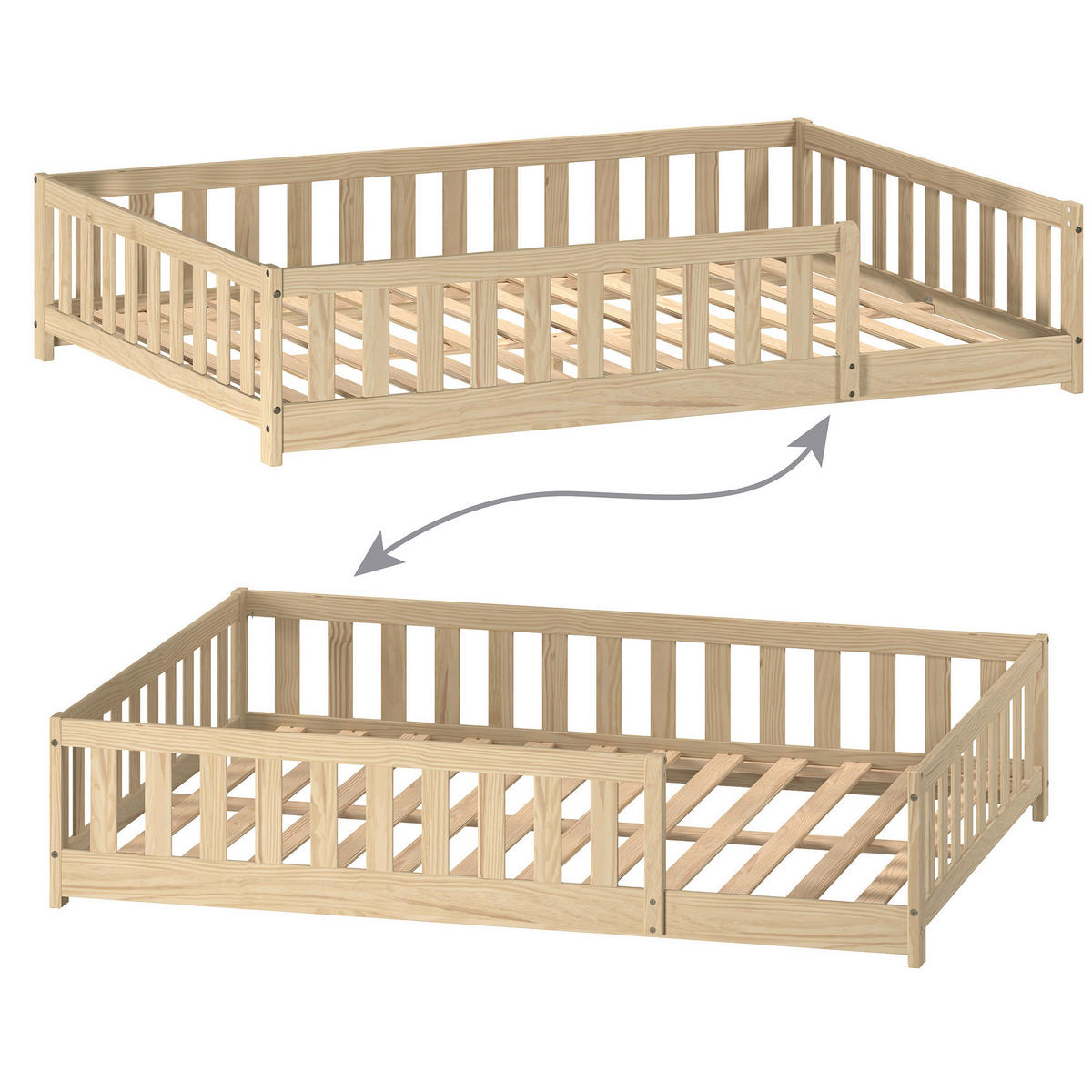 BODENBETT. 140/200 cm  in Naturfarben  - Naturfarben, MODERN, Holz/Holzwerkstoff (140/200cm) - P & B