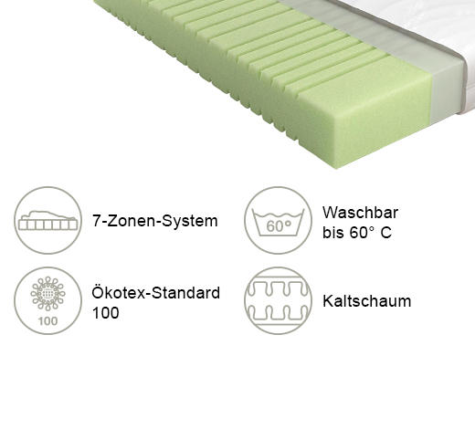 KALTSCHAUMMATRATZE 120/200 cm Höhe ca. 20 cm  - Weiß, Basics, Textil (120/200cm) - Schlaraffia