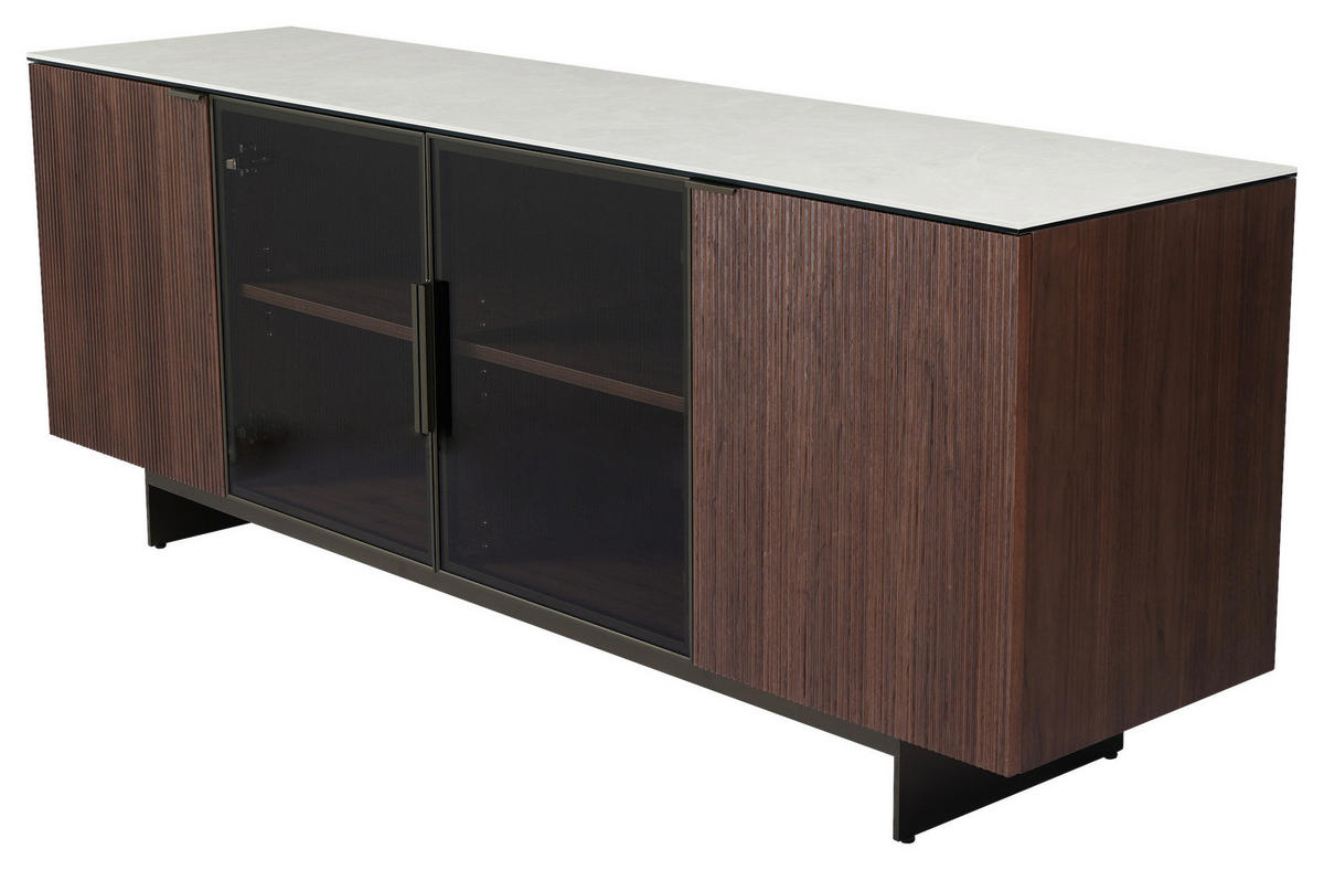 SIDEBOARD  200/77/50 cm  - Beige/Walnussfarben, Design, Glas/Keramik (200/77/50cm) - Dieter Knoll
