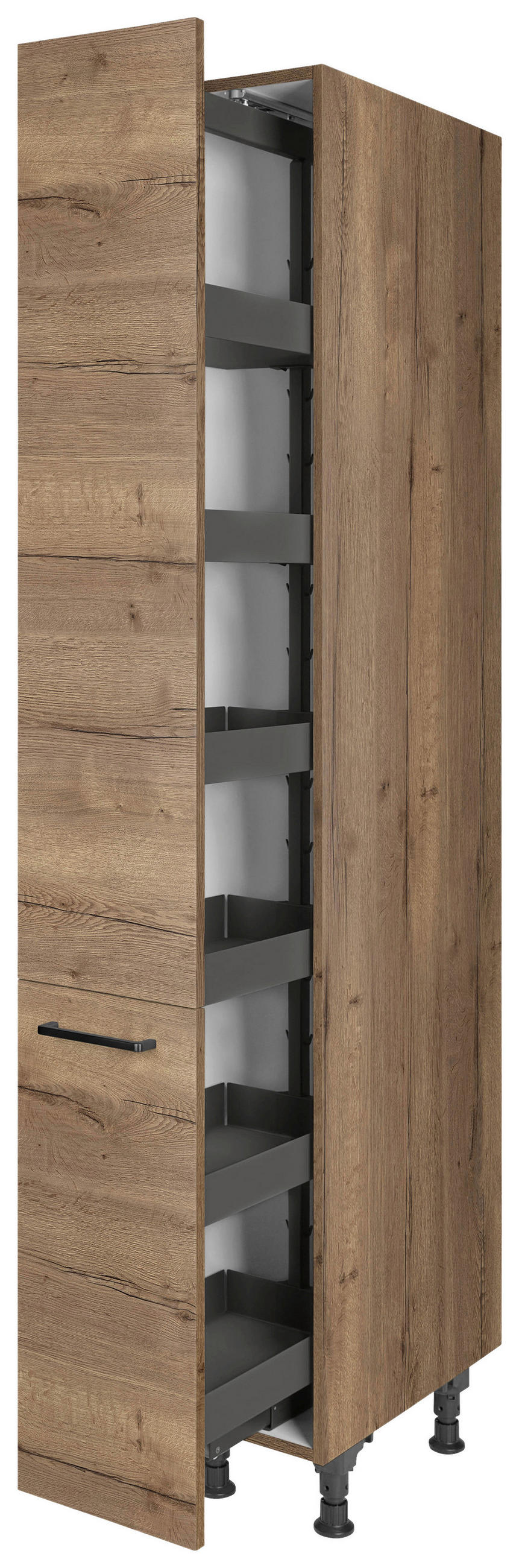 APOTHEKERSCHRANK 30/216,6/58 cm  in Eiche dunkel  - Eiche dunkel/Schwarz, MODERN, Holzwerkstoff/Metall (30/216,6/58cm) - Nobilia