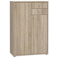 KOMMODE , 73,7/111,1/34,8 cm, 2 Schublade(n)  - Alufarben/Sonoma Eiche, Design, Holzwerkstoff/Kunststoff (73,7/111,1/34,8cm)