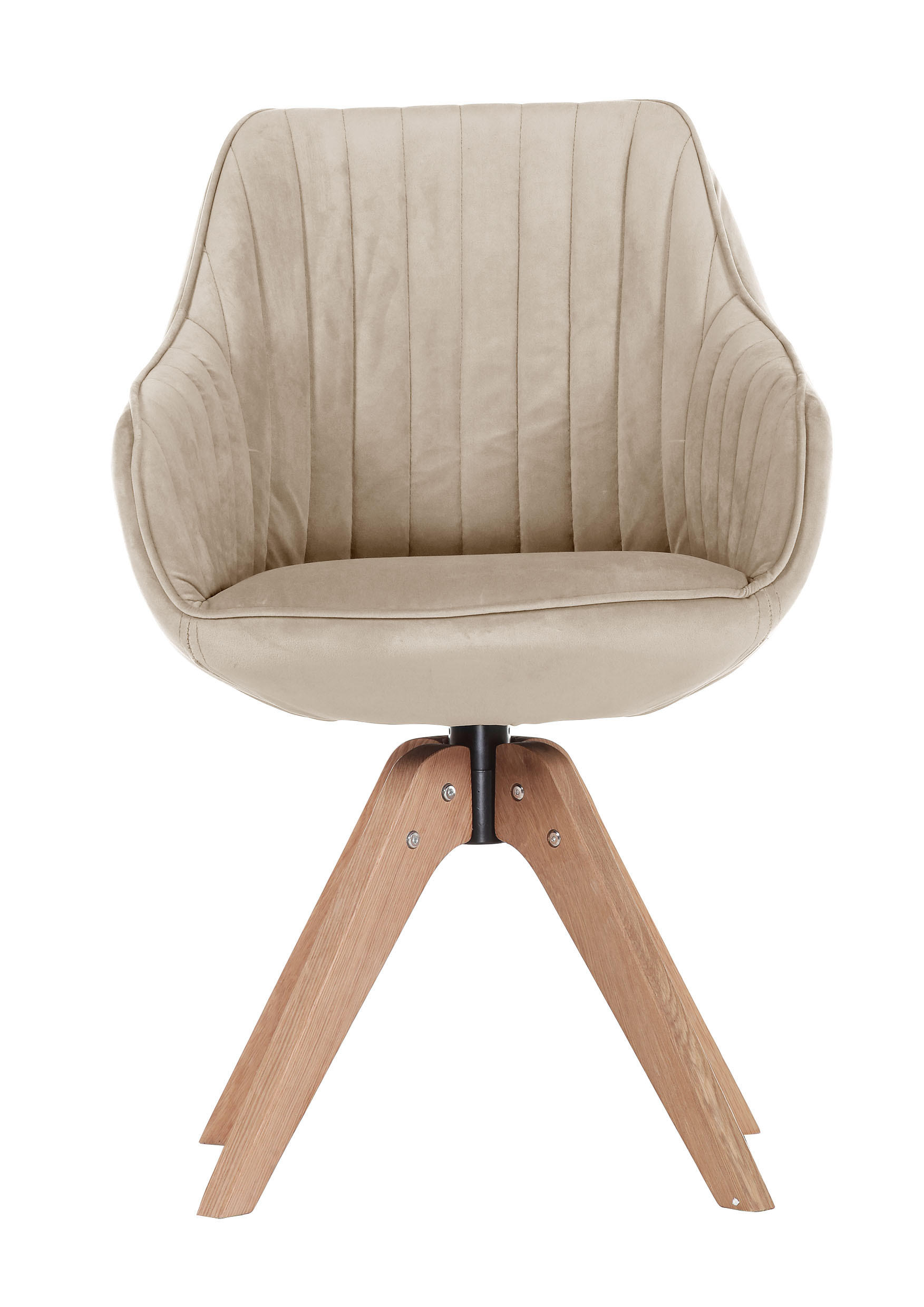 ARMLEHNSTUHL  in Velours  - Eichefarben/Beige, Design, Holz/Textil (60/83/65cm) - Livetastic