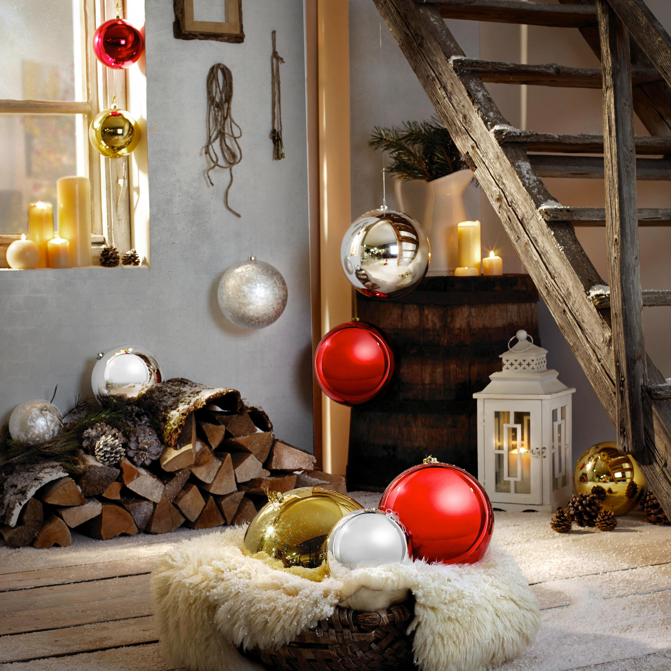 CHRISTBAUMKUGEL 20 cm  - Silberfarben, Basics, Kunststoff (20cm) - X-Mas