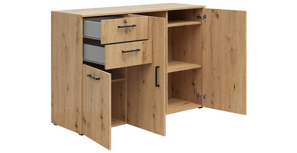 KOMMODE 120/83/40 cm in Eiche Artisan - Anthrazit/Schwarz, MODERN, Holzwerkstoff/Kunststoff (120/83/40cm) - Carryhome
