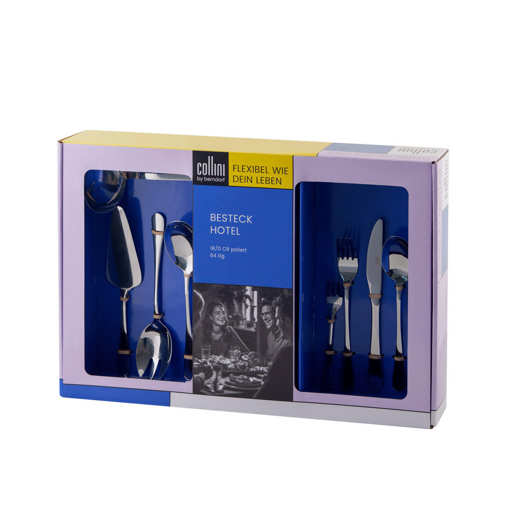 Thumbnail - Collini Besteckset Hotel, Silber, Metall, 64-teilig, 31.5x47.7x9.5 cm, rostfrei, Essen & Trinken, Besteck, Besteck-Sets