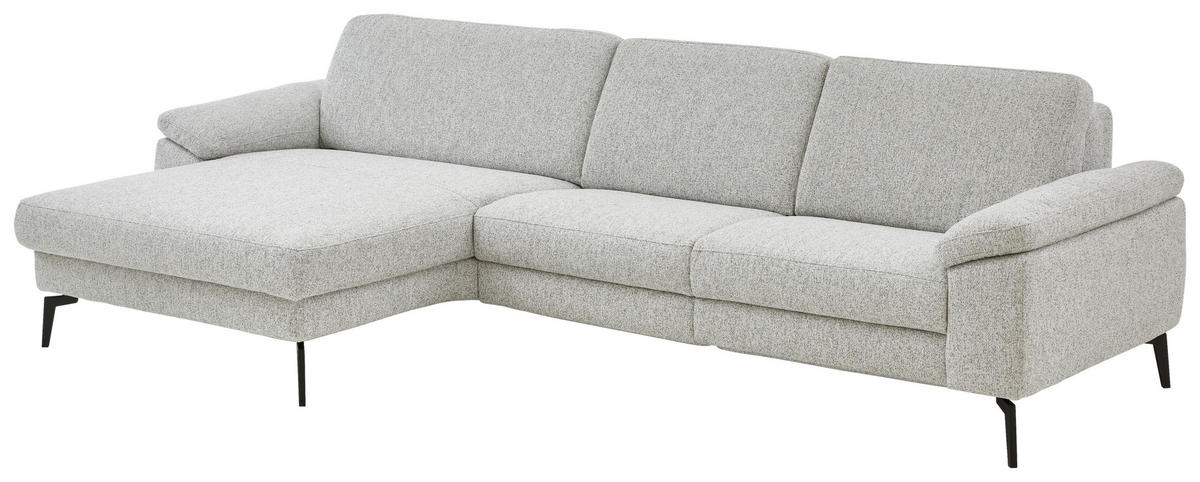 ECKSOFA  in Chenille Silberfarben  171/309 cm  - Silberfarben/Schwarz, Design, Textil/Metall (171/309cm) - Valdera