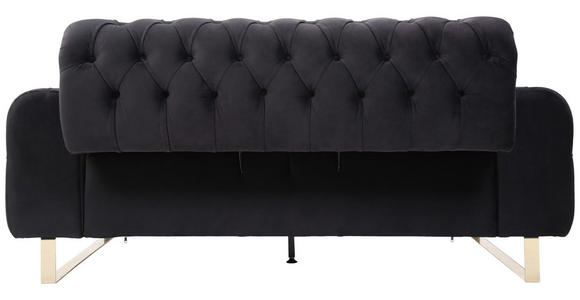 2-SITZER-SOFA  in Velours Schwarz  - Goldfarben/Schwarz, KONVENTIONELL, Textil/Metall (194/90/97cm) - Carryhome