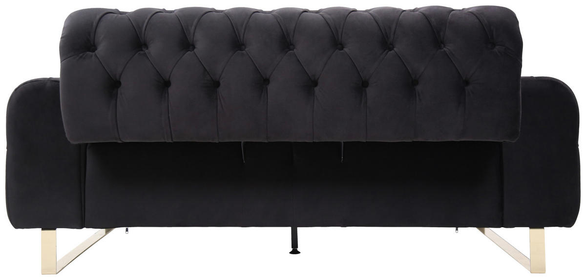 2-SITZER-SOFA  in Velours Schwarz  - Goldfarben/Schwarz, KONVENTIONELL, Textil/Metall (194/90/97cm) - Carryhome
