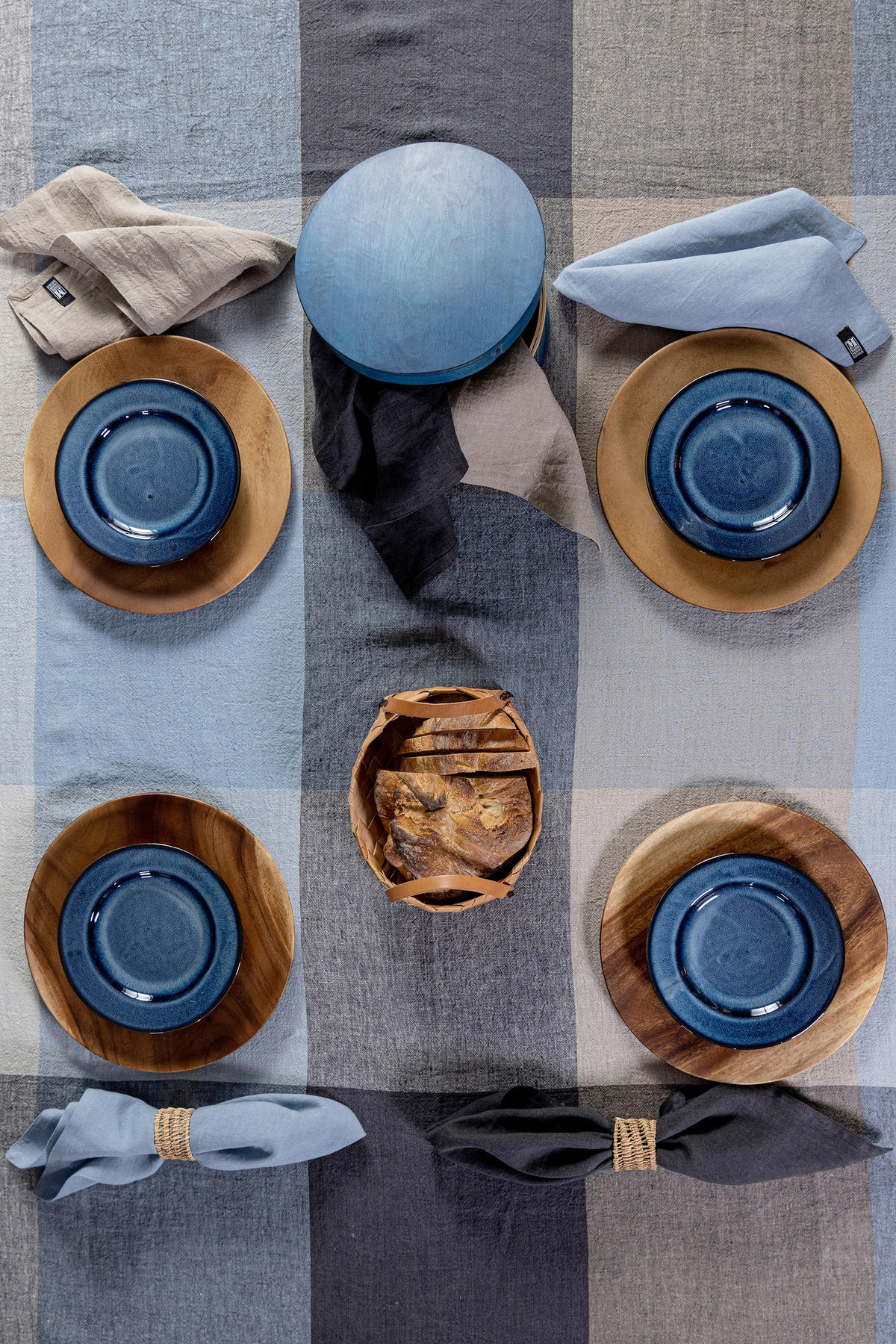 TISCHDECKE ASTRID Textil Blau, Grau, Beige 150/240 cm  - Blau/Beige, Trend, Textil (150/240cm) - Markslöjd