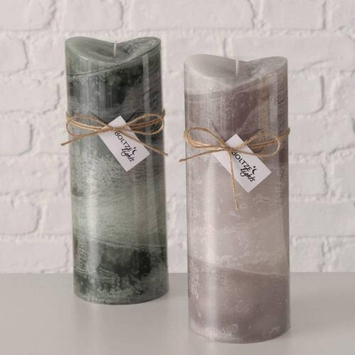 BLOCKLJUS 10/25 cm  - beige/mörkgrön, Basics, paraffin/naturmaterial (10/25cm)