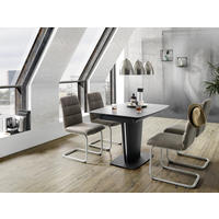 ESSTISCH in Metall, Glas, Keramik, Holzwerkstoff 120-160/85/76 cm   - Schwarz/Grau, Modern, Glas/Keramik (120-160/85/76cm) - Novel