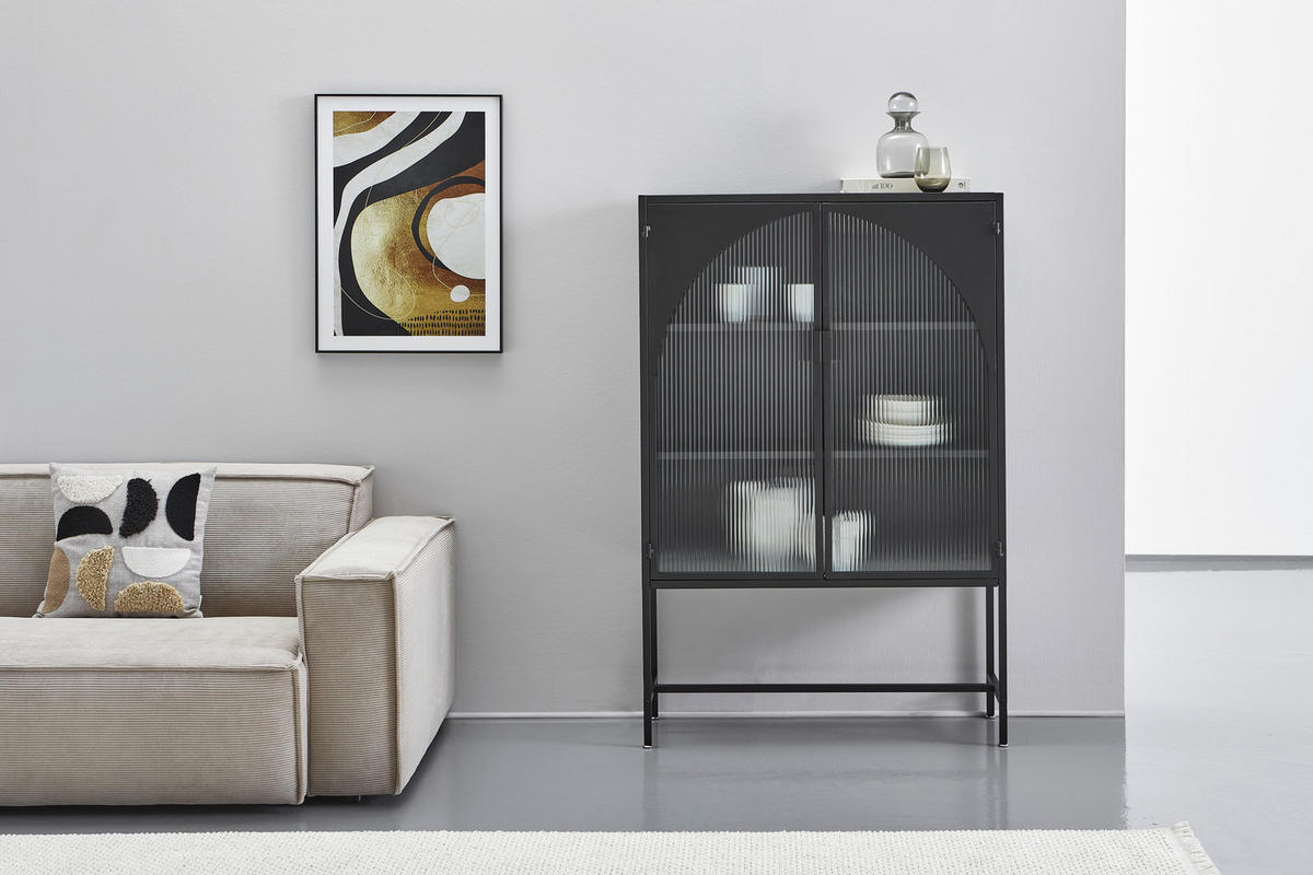 VITRINE  in Schwarz  - Schwarz, Design, Glas/Metall (95/145/35cm) - MID.YOU