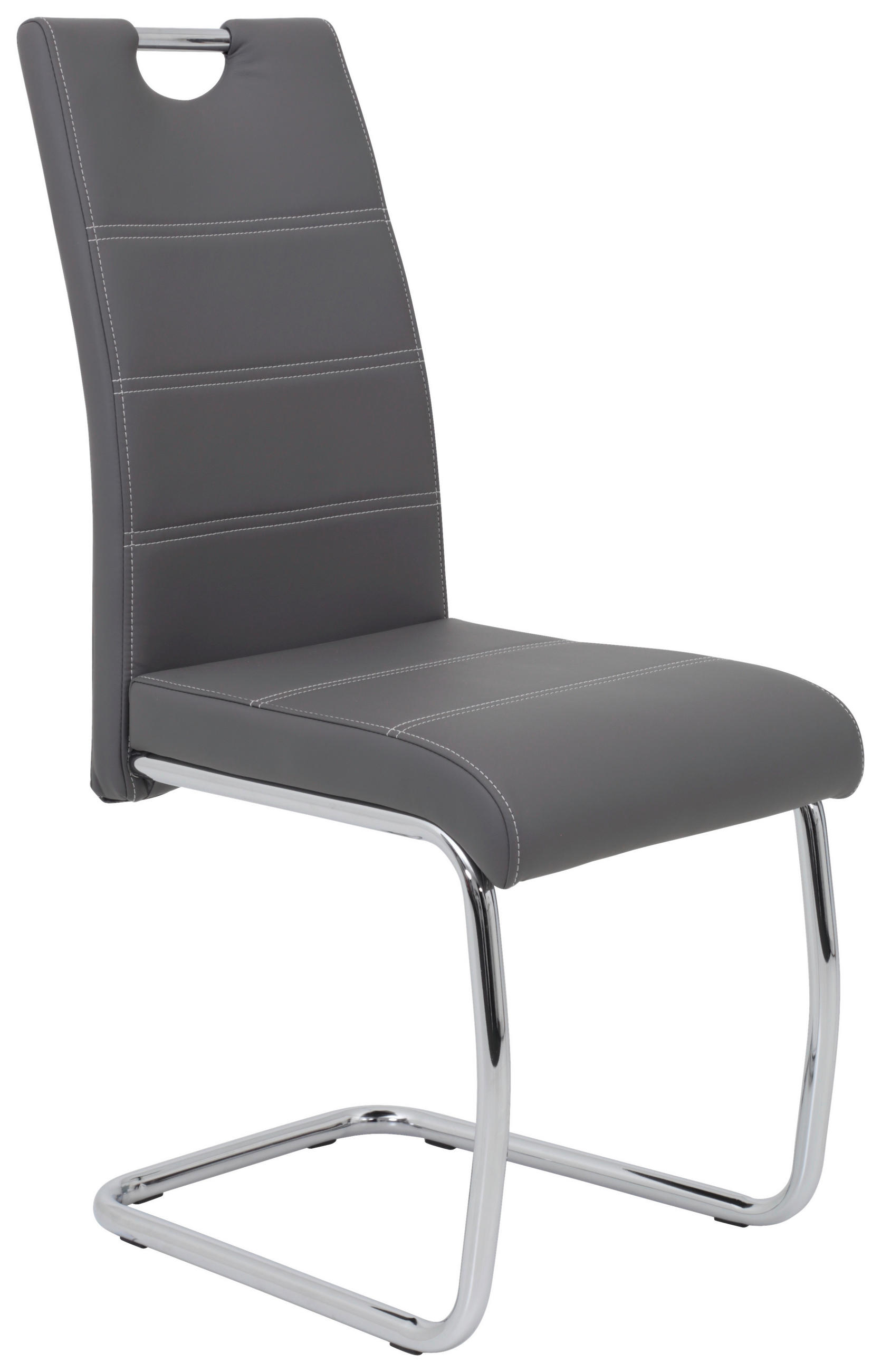 SCHWINGSTUHL Lederlook Grau  - Chromfarben/Weiß, Design, Textil/Metall (43/98/59cm) - Carryhome
