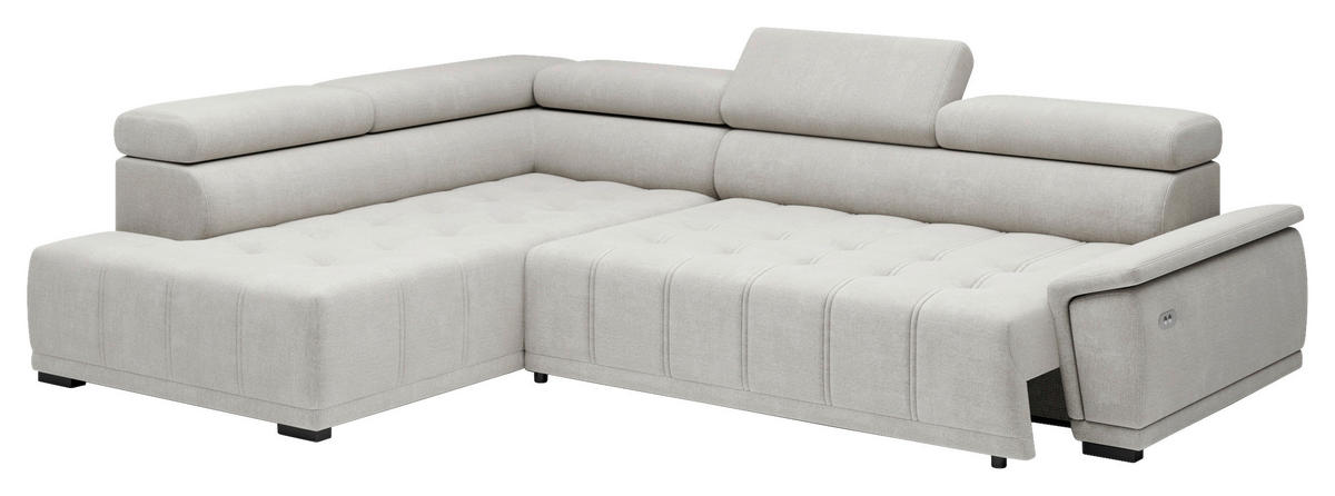 HÖRNSOFFA i chenille, vävt tyg gråvit  - gråvit/svart, Modern, textil/plast (206/283cm) - MID.YOU