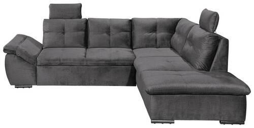 ECKSOFA in Mikrovelours Grau  - Schwarz/Grau, Konventionell, Kunststoff/Textil (265/217cm) - Carryhome