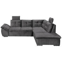 ECKSOFA in Mikrovelours Grau  - Schwarz/Grau, Konventionell, Kunststoff/Textil (265/217cm) - Carryhome