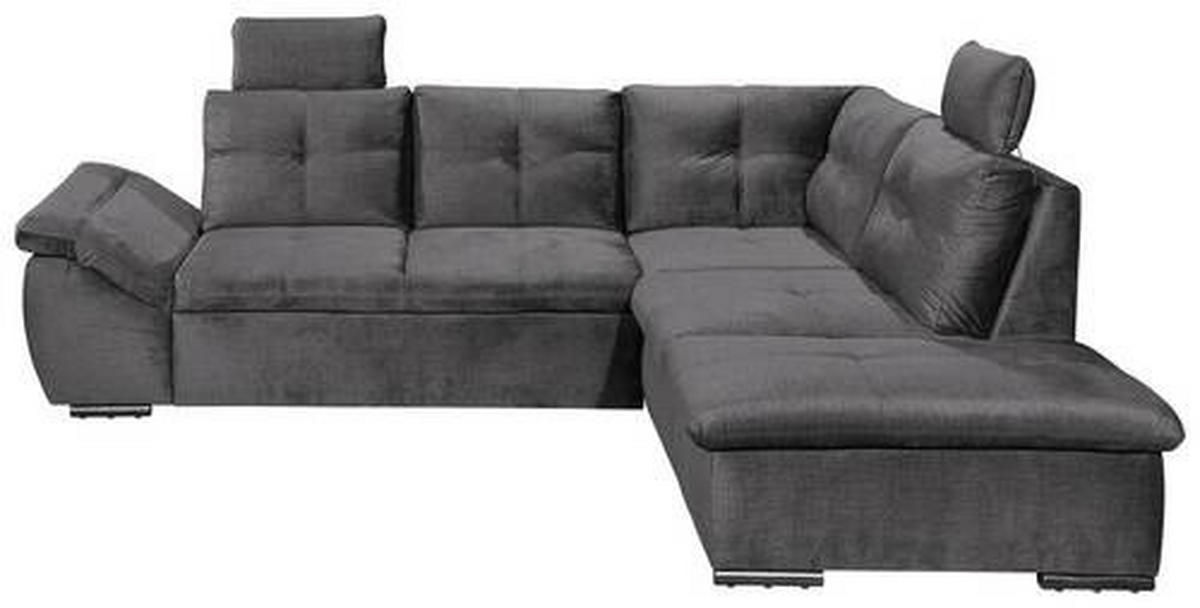 ECKSOFA in Mikrovelours Grau  - Schwarz/Grau, Konventionell, Kunststoff/Textil (265/217cm) - Carryhome