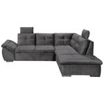 ECKSOFA Grau Mikrovelours  - Schwarz/Grau, KONVENTIONELL, Kunststoff/Textil (265/217cm) - Carryhome