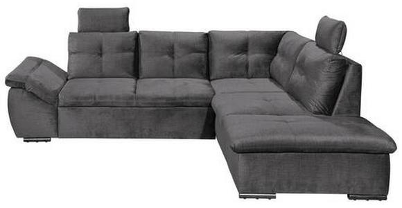 ECKSOFA Grau Mikrovelours  - Schwarz/Grau, KONVENTIONELL, Kunststoff/Textil (265/217cm) - Carryhome