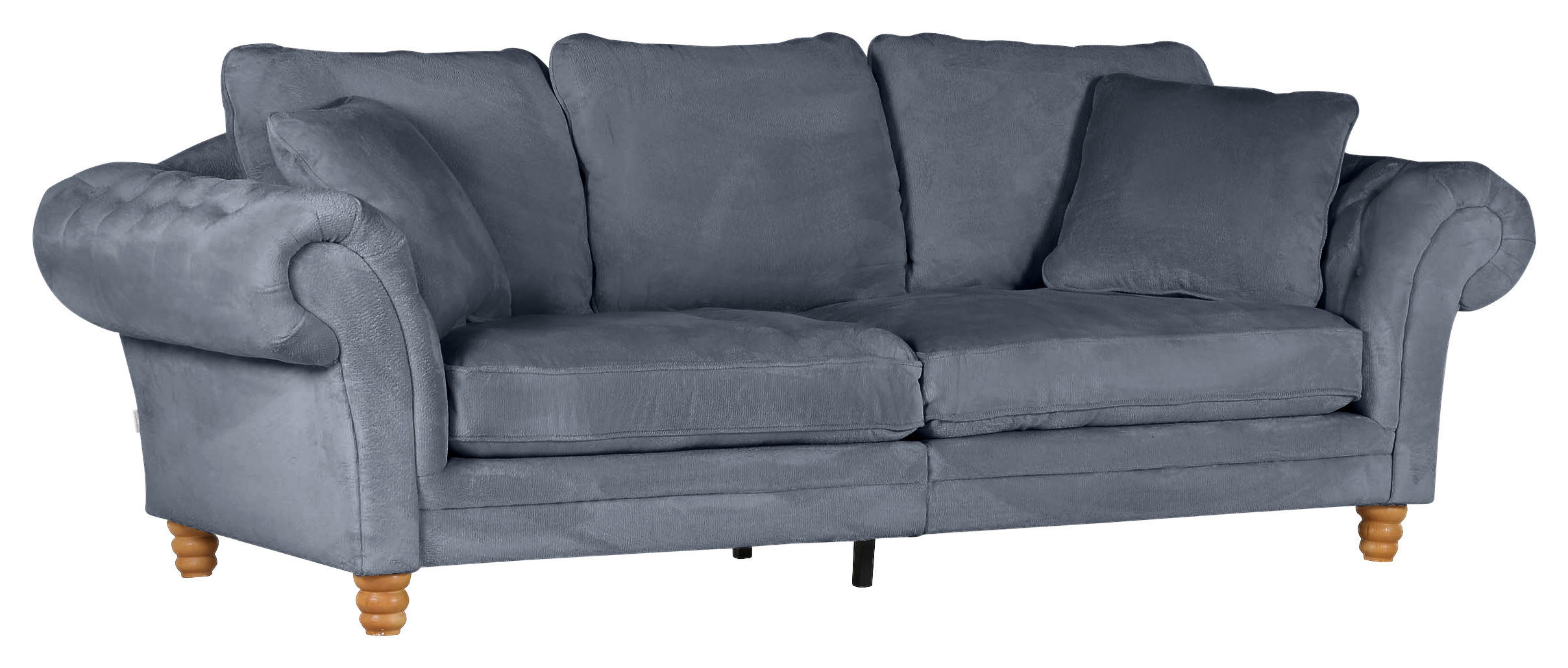 BIG SOFFA i plysch petrol  - furufärgad/petrol, Trend, trä/textil (273/85/110cm) - MID.YOU