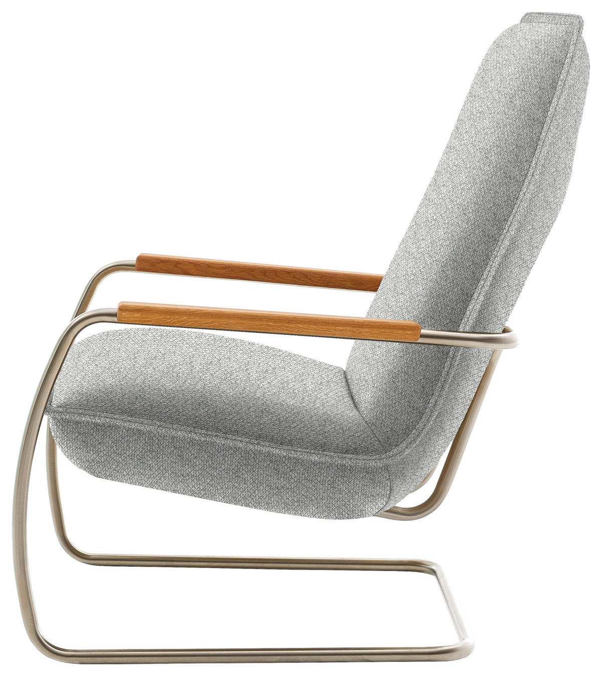 SESSEL in Flachgewebe Hellgrau  - Edelstahlfarben/Eichefarben, Design, Holz/Textil (76/105/87cm) - Livetastic