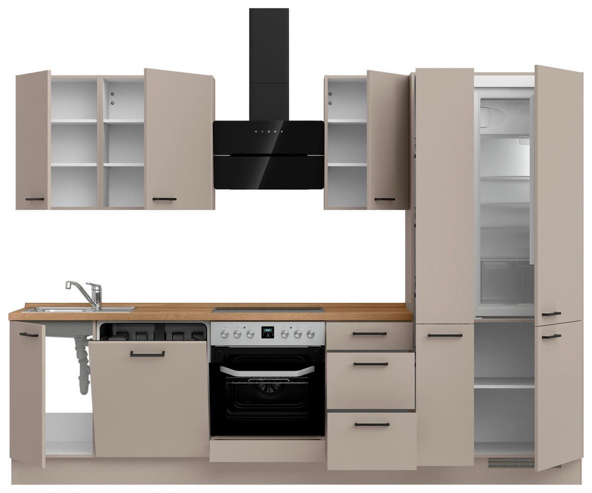 KÜCHENLEERBLOCK 300 cm   in Eichefarben, Sandfarben  - Sandfarben/Eichefarben, MODERN, Holzwerkstoff/Metall (300cm) - Nobilia