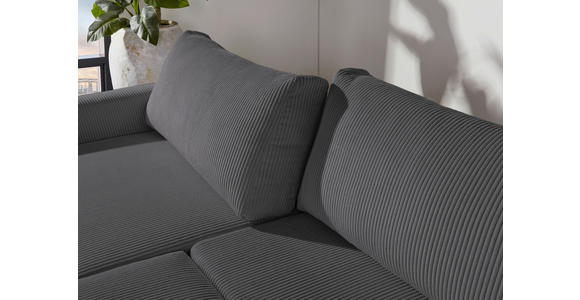 2,5-SITZER in Cord Dunkelgrau - Dunkelgrau/Schwarz, Design, Kunststoff/Textil (240/70/125cm) - Xora
