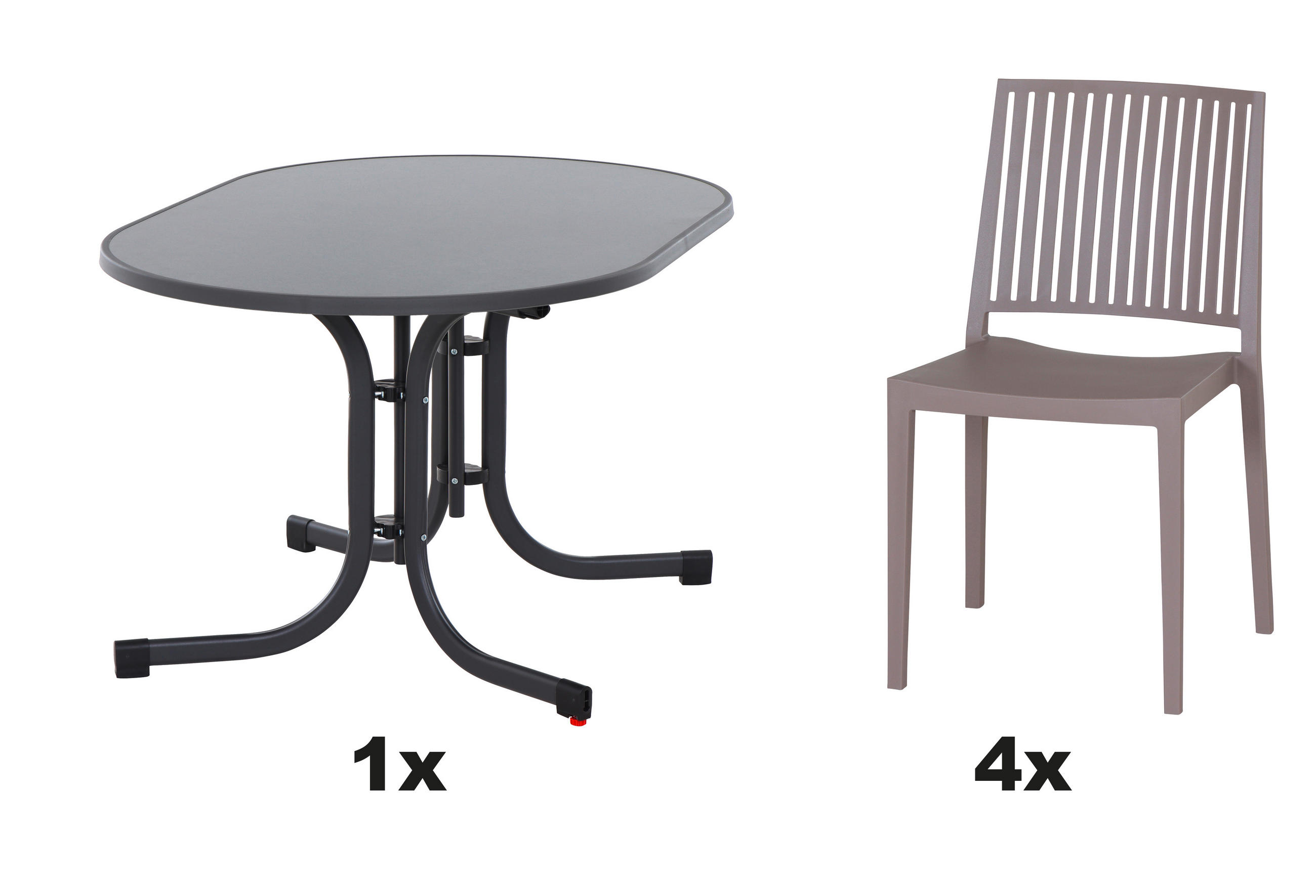 GARTENGARNITUR 5-teilig Stahl  - Taupe, Basics, Kunststoff/Metall (90/80/140cm) - Siena Garden