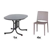 GARTENGARNITUR 5-teilig  - Taupe, Basics, Holzwerkstoff/Kunststoff (90/80/140cm) - Siena Garden