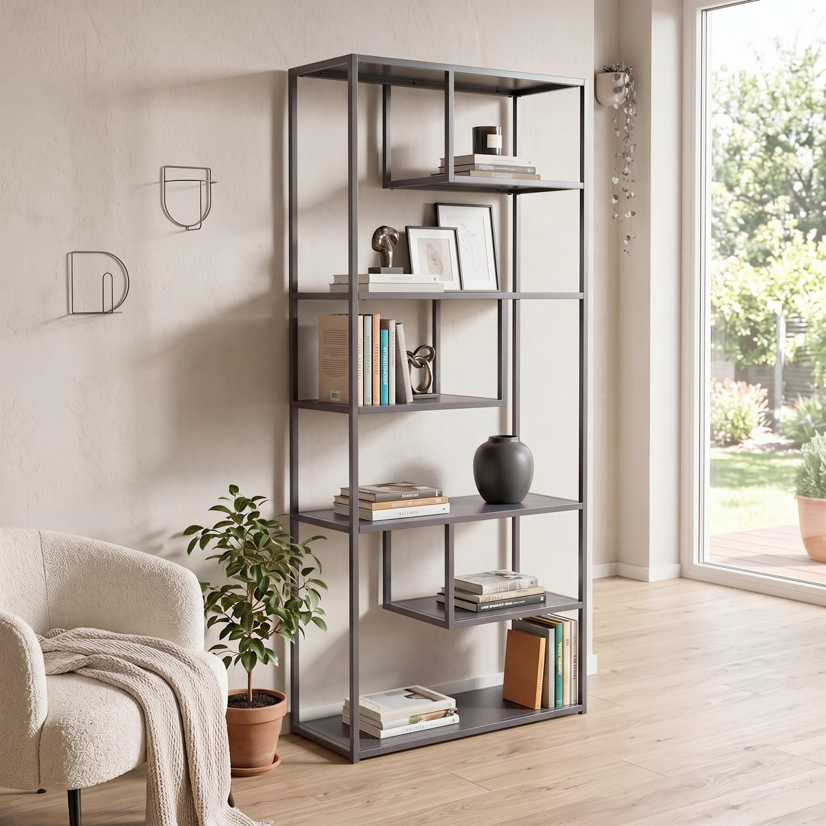 HYLLA i 85/188/35 cm ljusgrå  - ljusgrå, Design, metall (85/188/35cm) - Livetastic