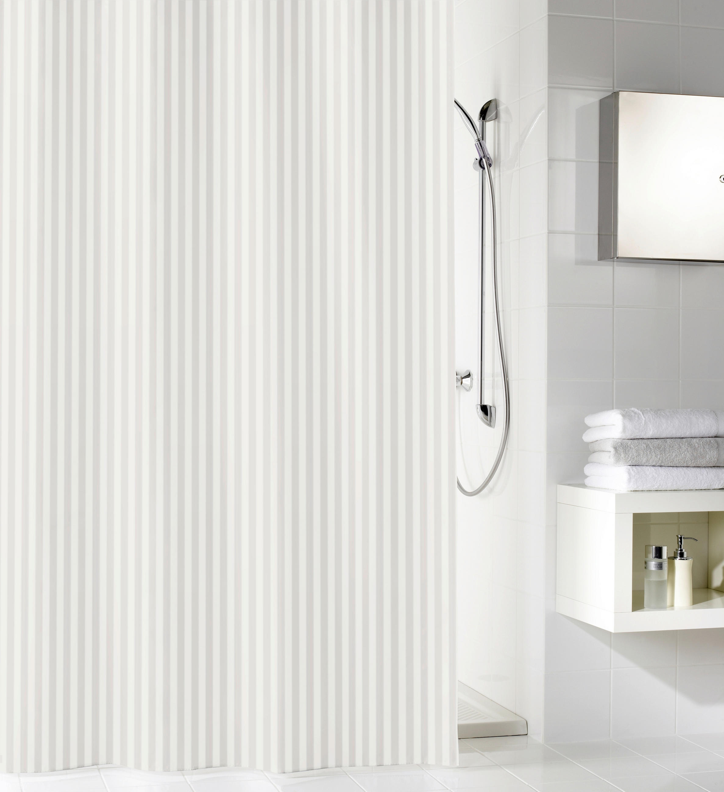 DUSCHVORHANG Sanna 180/200 cm  - Weiß, Basics, Textil (180/200cm) - Kleine Wolke