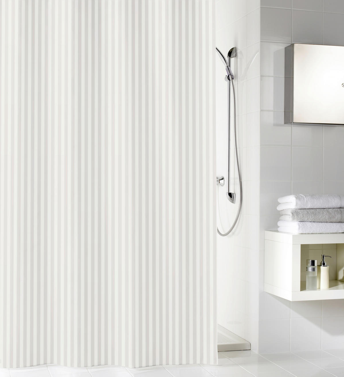 DUSCHVORHANG Sanna 180/200 cm  - Weiß, Basics, Textil (180/200cm) - Kleine Wolke