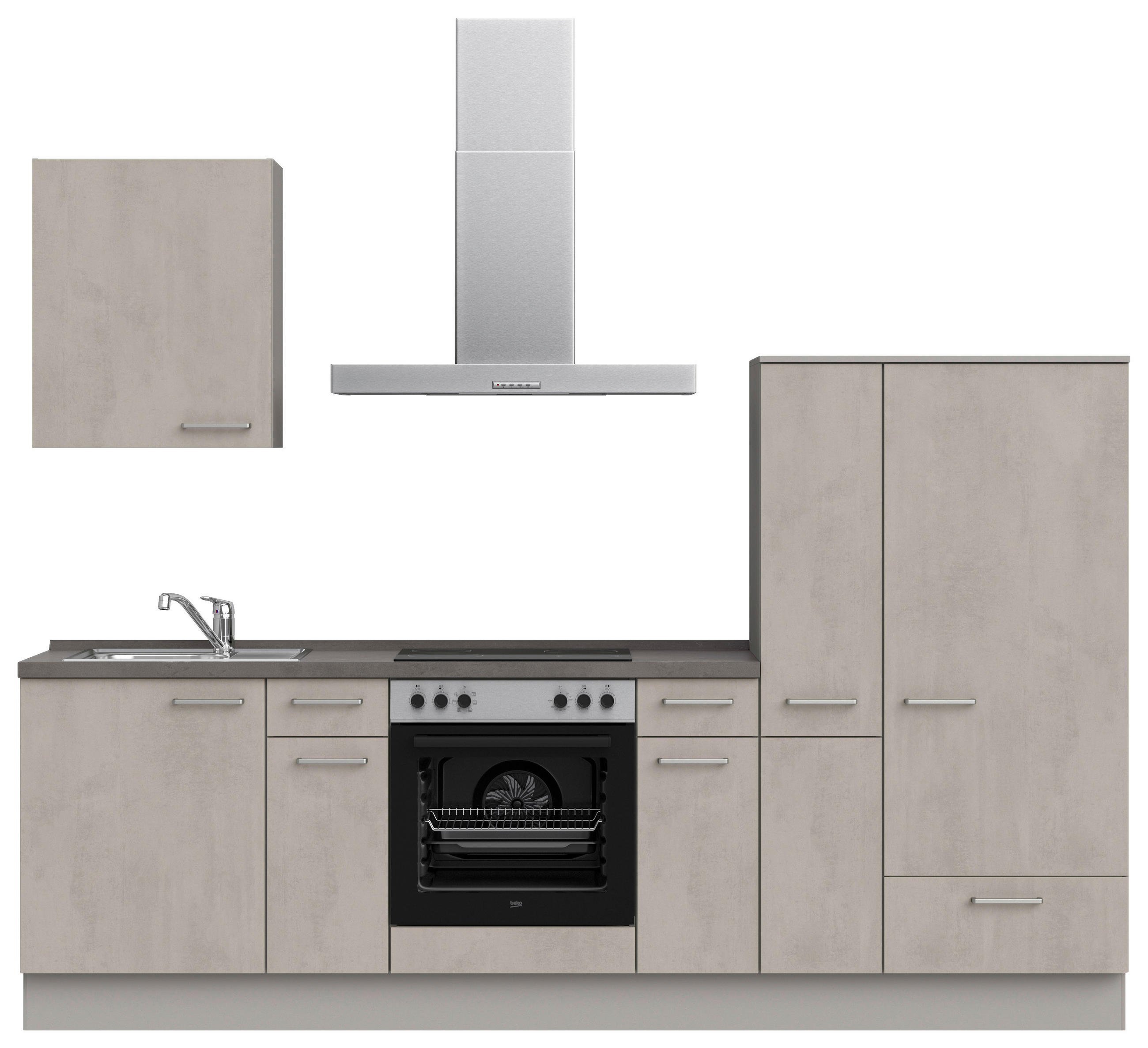 KÜCHENBLOCK 270 cm   in Grau, Schieferfarben  - Schieferfarben/Edelstahlfarben, MODERN, Holzwerkstoff/Metall (270cm) - Nobilia